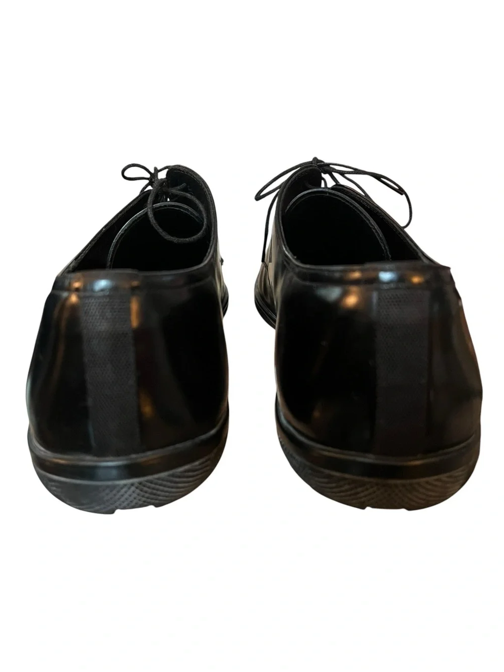 Prada Linea Rossa Black Leather Derby Dress Shoes Lace Up Men’s US 9.5 Italy